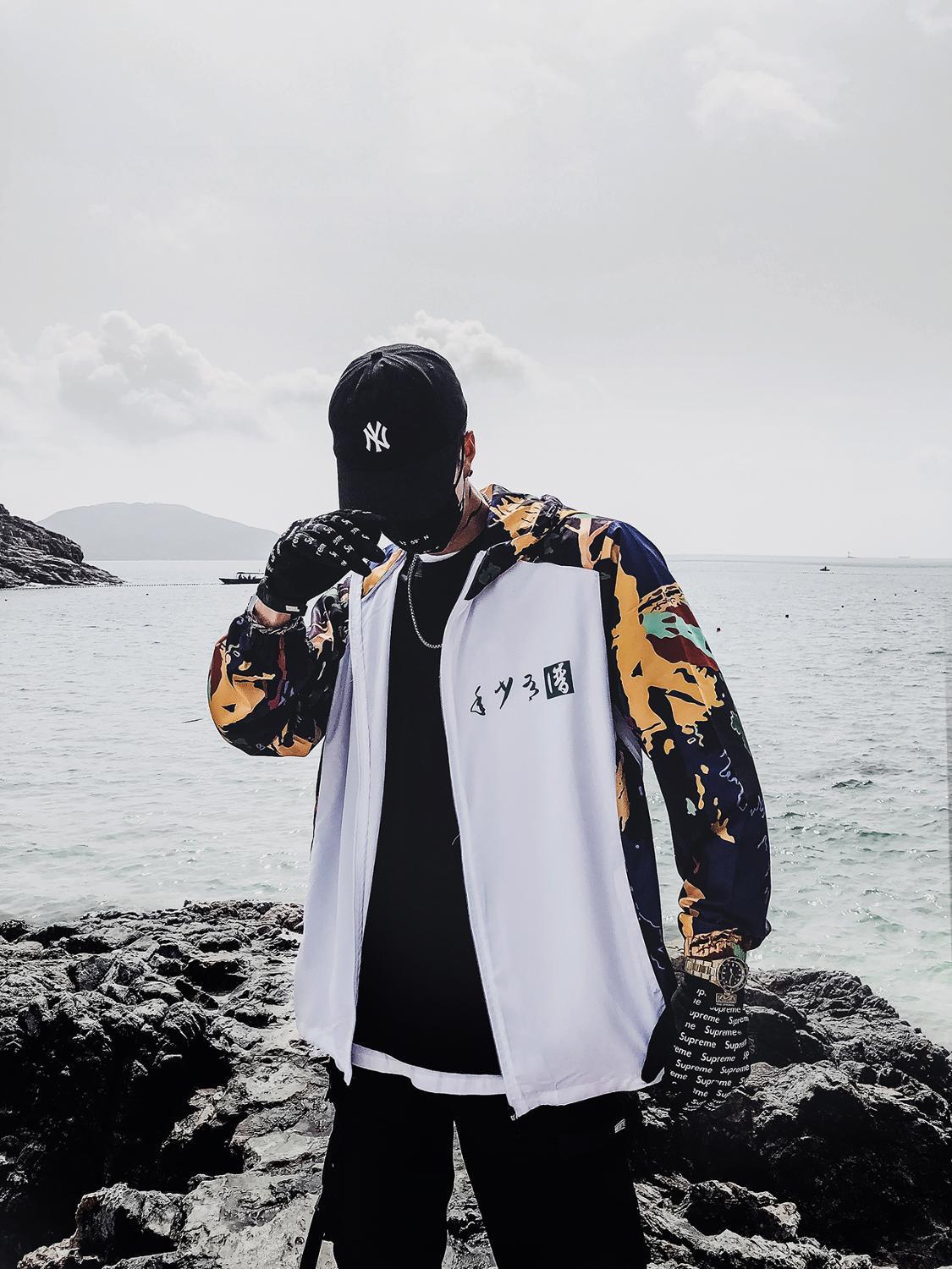 Dragon Bomber Jacket Men Outwear Streetwear Hip Hop Baseball Jacket Hooded Thin Windbreaker Jackets Fashion Patchwork Clothes T200117