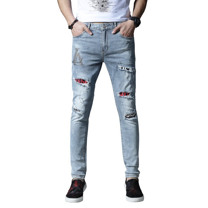 2021 New Skinny Jeans Ripped for Men Stretcher Pants Hip Summer Light Blue Spring ZXSQ, Sky blue.
2021 New Skinny Jeans Ripped for Men Stretcher Pants Hip Summer Light Blue Spring ZXSQ, Sky blue.