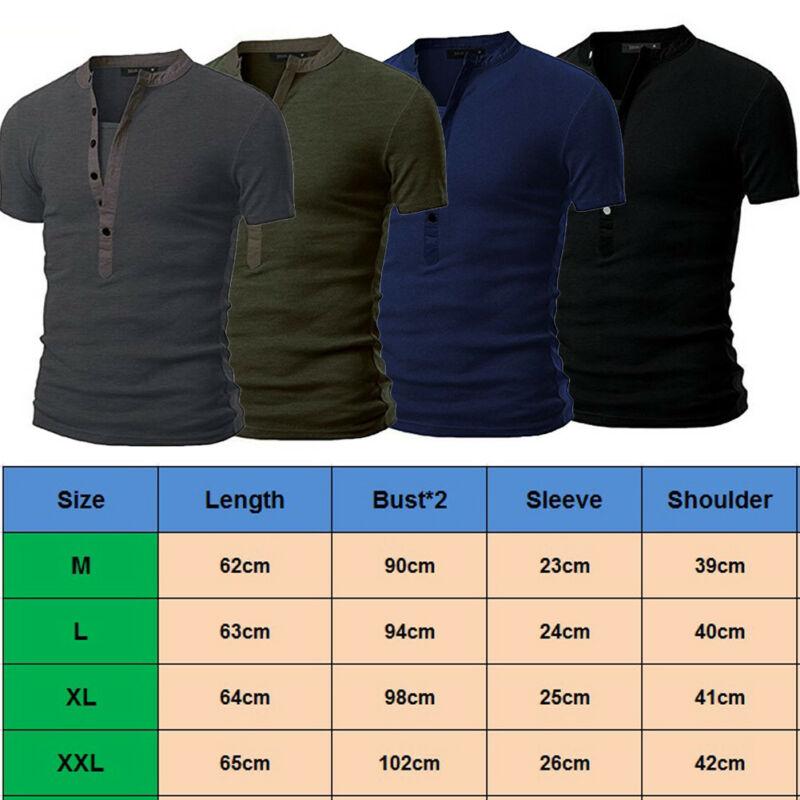 Solid Slim Fit V Neck T Short Sleeve Muscle Tee Summer Male Fashion Casual Tops Henley Shirts