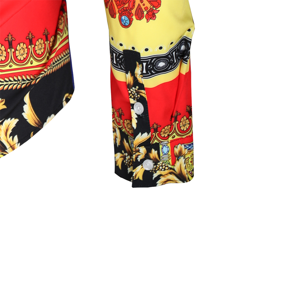 Casual Blouse Homme Baroque Banquet Shirt Paisley Black Gold Men Shirt Luxury Korean Mens Long Sleeve Print Shirts Men Slim Fit X1218