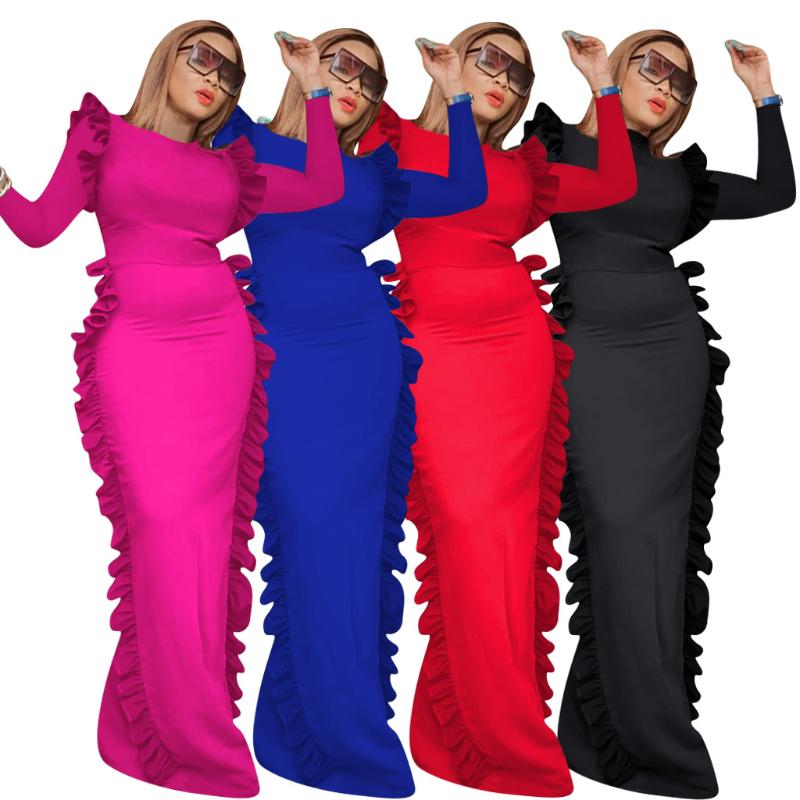 Spot 2021 European and American spring and autumn fashion casual solid color ruffled dress nightclub
Spot 2021 European and American spring and autumn fashion casual solid color ruffled dress nightclub