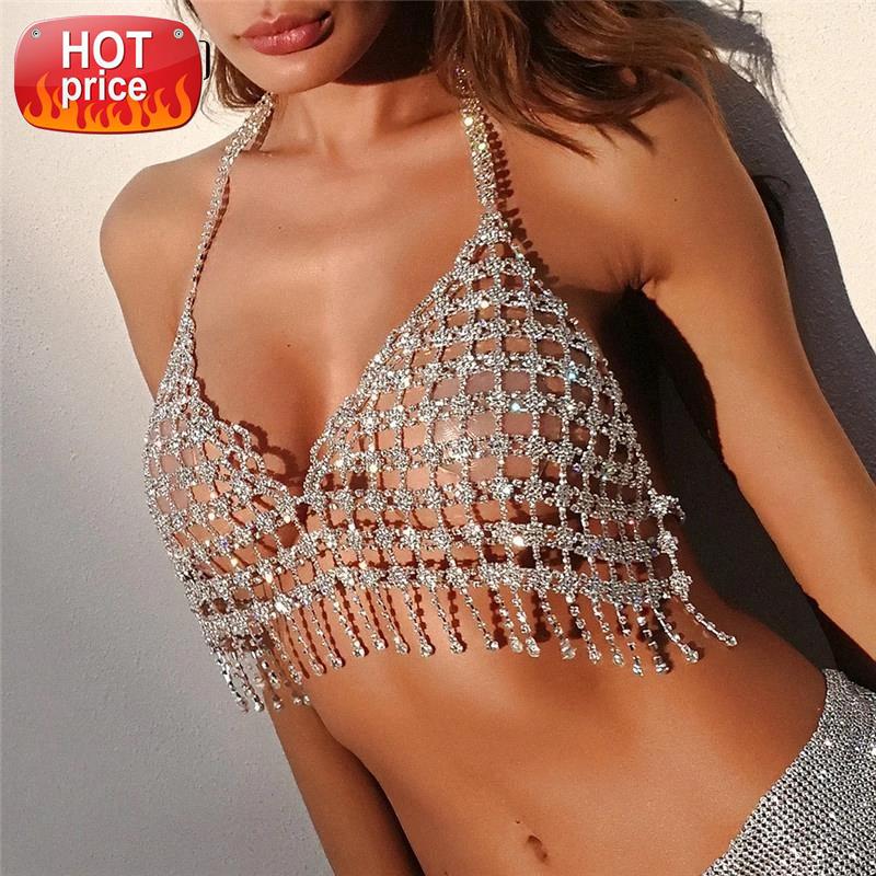 AKYZO High Quality Rhinestone Camis Crop Tops Fashion Shining Metal Diamond Tassel Chains Silver Backless Halter Beach Tank Tops #xX1s, White
AKYZO High Quality Rhinestone Camis Crop Tops Fashion Shining Metal Diamond Tassel Chains Silver Backless Halter Beach Tank Tops #xX1s, White