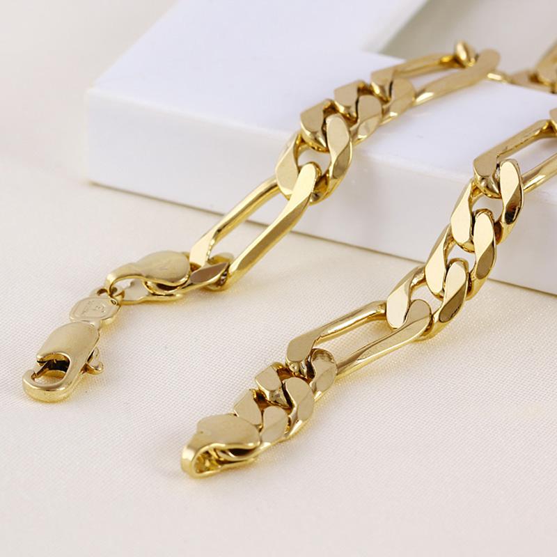 solid gold Mens Solid Gold GF 8mm Italian Figaro Link Chain Necklace 24 Inches Free shipping Free shipping