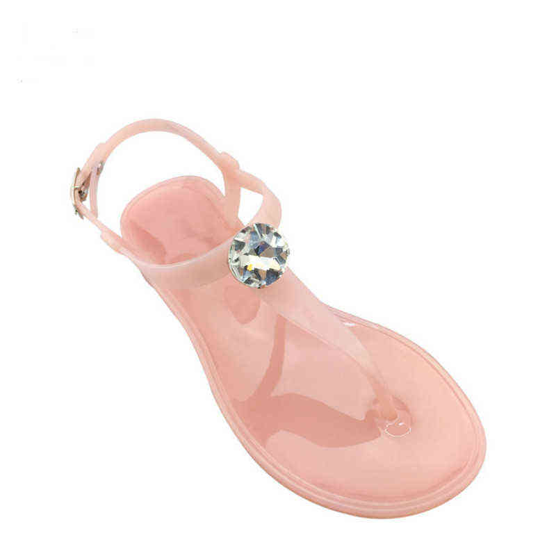 Summer Flat Bottom Women Sandals Fashion Rhinestone Clip Toe Girl Footwear Large Size Flip Flops Comfortable Ladies Jelly Shoes Y220209