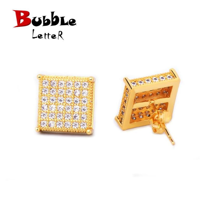 Micro Pave Cubic Zircon Earring Gold Color Hip hop Jewelry Copper Iced CZ Square Stud Earrings Push-back 12x12mm Street Rock
Micro Pave Cubic Zircon Earring Gold Color Hip hop Jewelry Copper Iced CZ Square Stud Earrings Push-back 12x12mm Street Rock