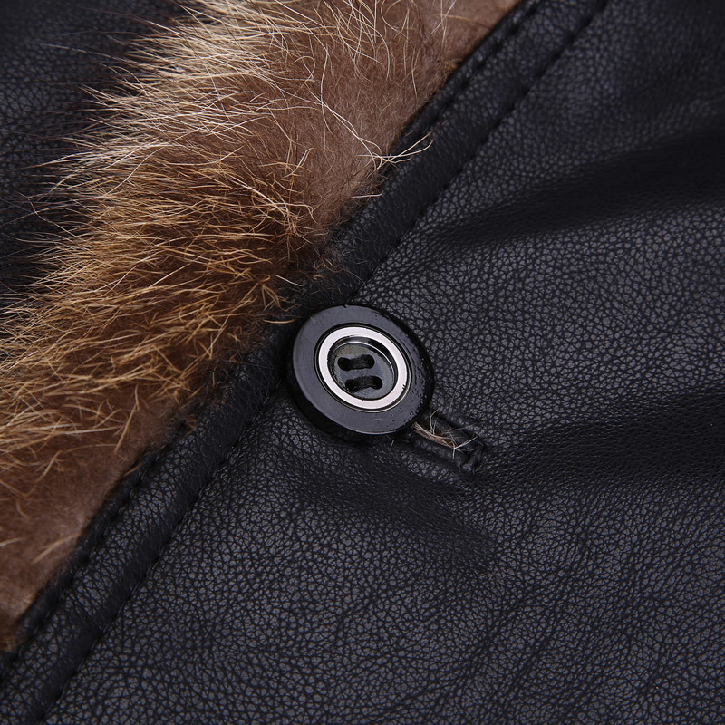 Abou Men's Fur Coat With Fur Hooded High Quality Fashion Leather Jacket For Real Lined Mens Overcoat 201127
