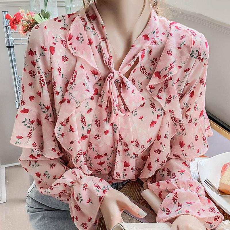 Long Sleeve Ruffles V-Neck Print Chiffon Blouse Shirt Women Tops Blusa Blusas Mujer De Moda 2020 Womens Tops and Blouses D820, Pink flowers
Long Sleeve Ruffles V-Neck Print Chiffon Blouse Shirt Women Tops Blusa Blusas Mujer De Moda 2020 Womens Tops and Blouses D820, Pink flowers