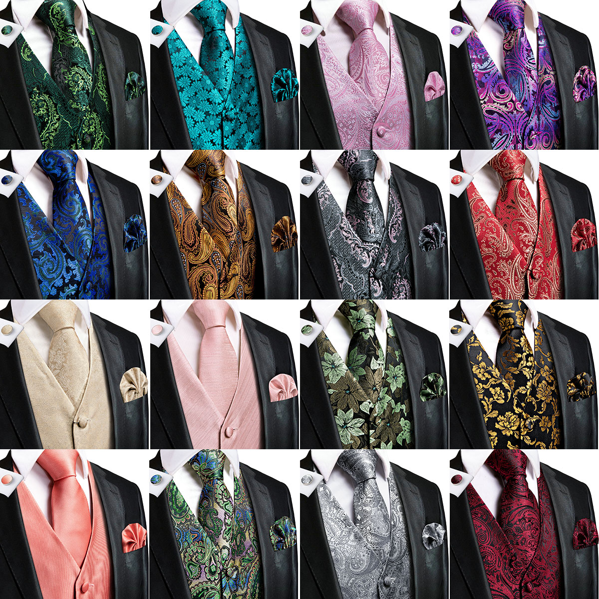 Hi-Tie Mens Green Golden Purple Paisley Vest Tie Business Casual Slim Vest Hanky Cufflink, Yellow
Hi-Tie Mens Green Golden Purple Paisley Vest Tie Business Casual Slim Vest Hanky Cufflink, Yellow