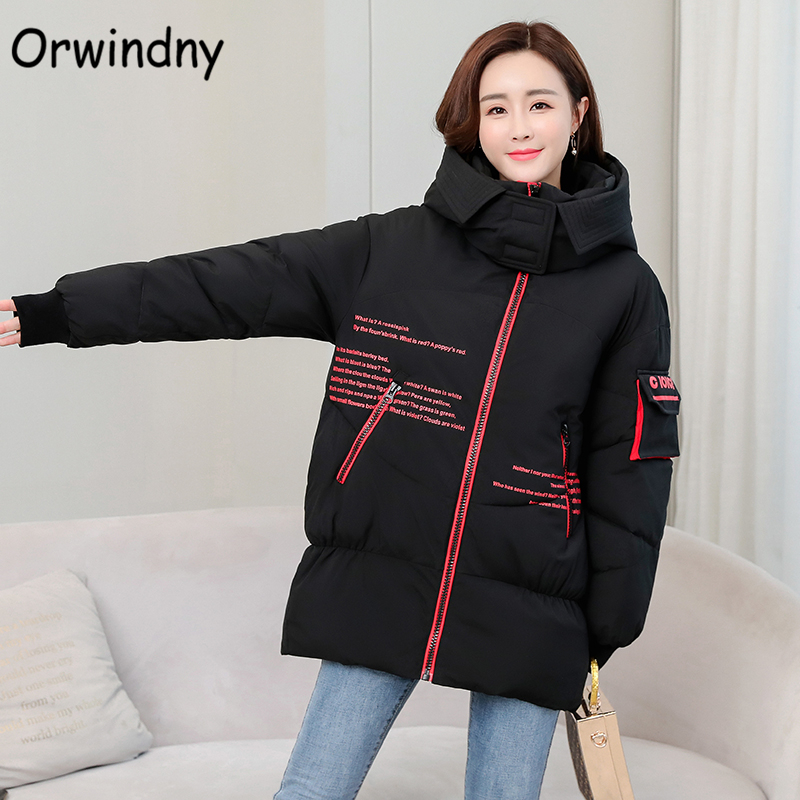 Orwindny Women Winter Jackets Plus Size 5XL Female Coat Snow Wear Outwear Hooded Warm Parka Letter Cotton Padded Clothing Ladies 201217