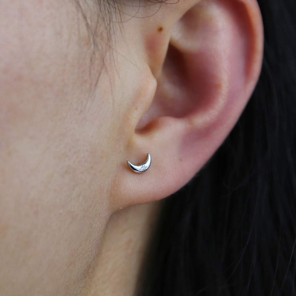 2021 new minimal delicate dainty 100 925 sterling silver 56mm tiny star signet moon stud earring for women girl