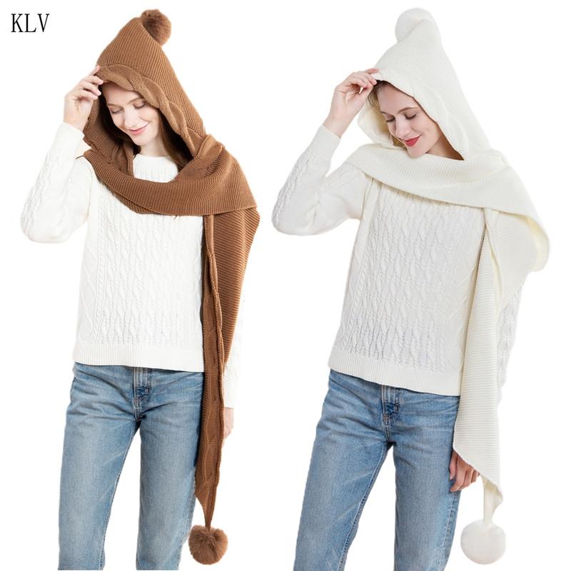 Women Winter Hooded Hat Scarf Cute Pompom Crochet Knit Shawl Wrap Outdoor Windproof Blanket Earflap Cap Neck Warmer
Women Winter Hooded Hat Scarf Cute Pompom Crochet Knit Shawl Wrap Outdoor Windproof Blanket Earflap Cap Neck Warmer