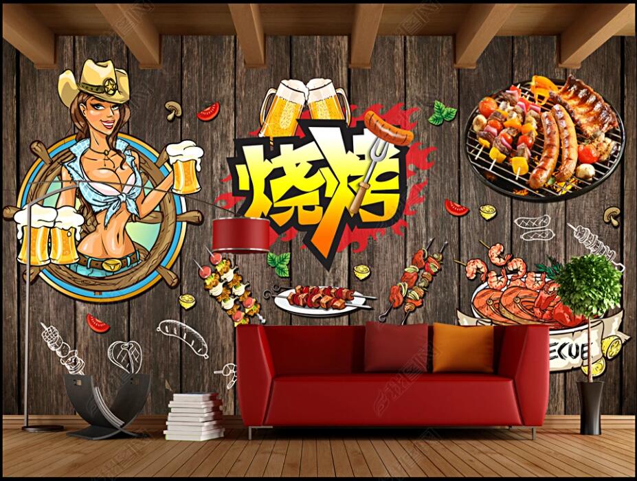 3d photo wallpaper custom mural Hand drawn European and American barbecue beer restaurant home decor wallpaper in the living room, Non-woven wallpaper
3d photo wallpaper custom mural Hand drawn European and American barbecue beer restaurant home decor wallpaper in the living room, Non-woven wallpaper