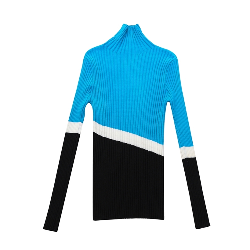 Autumn Winter Knitted Thick Sweater Women Clothes Patchwork Ropa Mujer Slim Pullover Ropa Mujer Color Block Tops M07714 201221