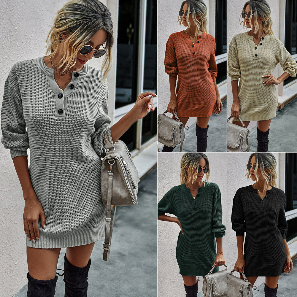 Sweater Dresses Women Autumn Winter Long Sleeve Knitted Clothes Casual Ladies Pure Black Button Slim Fit Dress Fall 2020 Fashion, Darkgreen
Sweater Dresses Women Autumn Winter Long Sleeve Knitted Clothes Casual Ladies Pure Black Button Slim Fit Dress Fall 2020 Fashion, Darkgreen