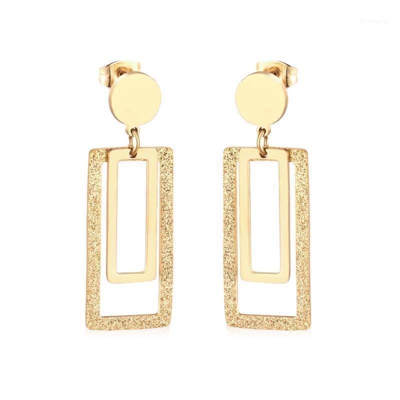 

LUXUKISSKIDS Jewellery Scrub Square Drop Dangle Brincos korean Style Earrings Set For Women Earings Fashion Jewelry pendientes1
