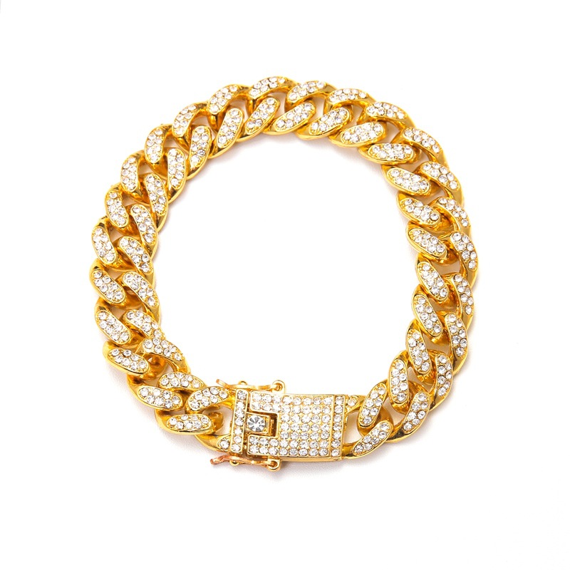 Mens Hip Hop Jewelry Iced Out Bracelets Rose Gold Sier Miami Cuban Link Chain Bracelet Free shipping Free shipping