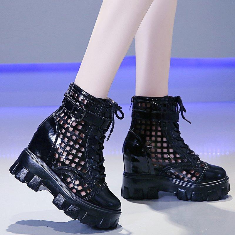 2020 Round Toe PU Women Boots Rubber Platform Boots for Women Lace-up Breathable Mesh Cool Shoes Autumn, Black
2020 Round Toe PU Women Boots Rubber Platform Boots for Women Lace-up Breathable Mesh Cool Shoes Autumn, Black