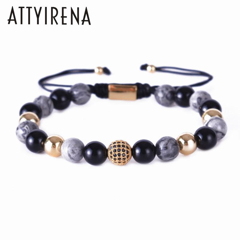 ATTYIRENA Natural Stone&Micro Pave Black CZ Bead Bracelets For Women Men Charm Braiding Macrame bracelet pulsera femme jewelry
ATTYIRENA Natural Stone&Micro Pave Black CZ Bead Bracelets For Women Men Charm Braiding Macrame bracelet pulsera femme jewelry