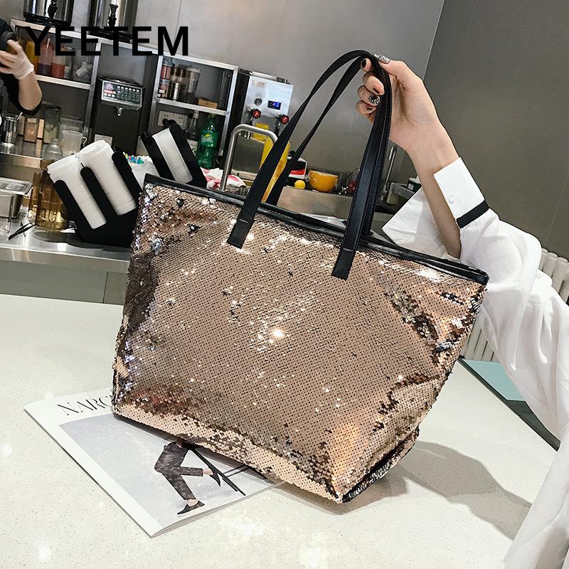 Sequined Bag European and American Portable Simple Shoulder Bag Personality Colorful Sequin Tote Women's Shoulder Bags, Black
Sequined Bag European and American Portable Simple Shoulder Bag Personality Colorful Sequin Tote Women's Shoulder Bags, Black