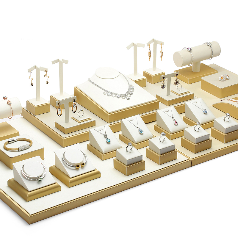 Jewelry Counter Display Stand White PU Leather Jewellery Fair Showcase Displays Props Earrings Ring Pendant Necklace Bangle Holders
Jewelry Counter Display Stand White PU Leather Jewellery Fair Showcase Displays Props Earrings Ring Pendant Necklace Bangle Holders