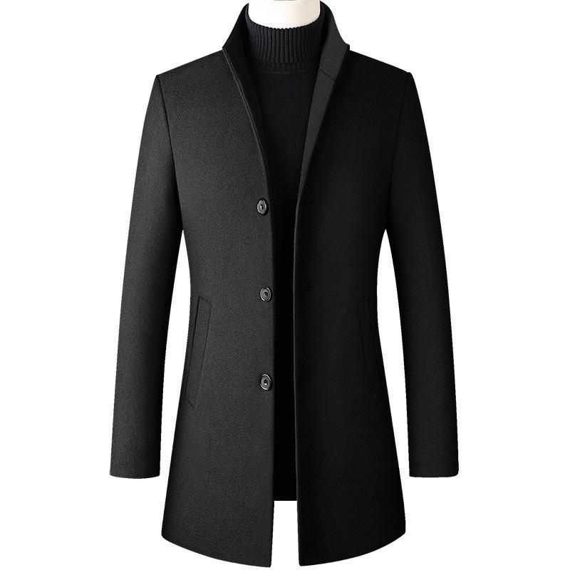 2020 new designers Wool Coat Men Thick Stand Collar Coat Male Fashion Wool Blend Outwear Jacket Smart Casual Trench Plus Size Mens Overcoat
