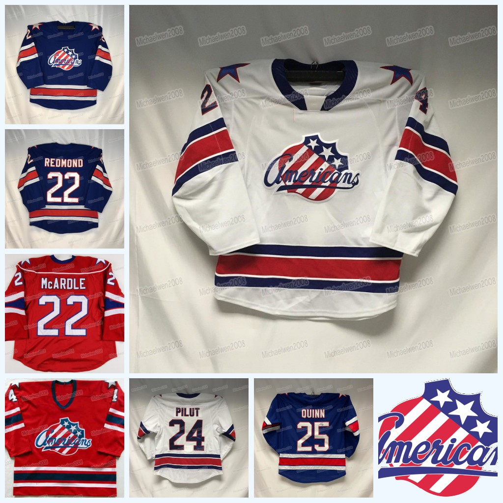 Custom Rochester Americans Hockey Jersey AHL Matej Pekar Ryan Scarfo Brendan Warren Brett Murray Casey Fitzgerald Josh Teves Ethan Prow Brandon Biro Sean Malone