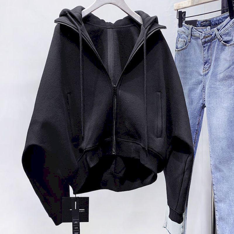 Fall 2020 Women Clothing Fleece Black Jacket Women Loose Collar Zipper Coat Goth Oversize Harajuku Plus Size Fashion Sweatshirt, Black thin
Fall 2020 Women Clothing Fleece Black Jacket Women Loose Collar Zipper Coat Goth Oversize Harajuku Plus Size Fashion Sweatshirt, Black thin