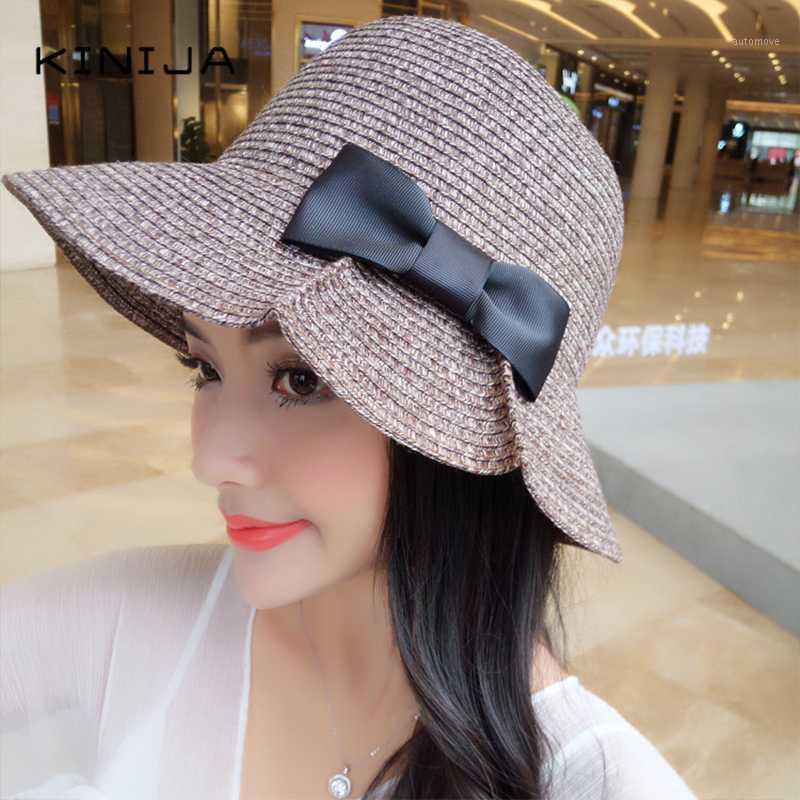 Summer hat for women Retro hat brim hand-made bow straw ladies outdoor sun protection Panama beach sun Femme Shade1, Black 
Summer hat for women Retro hat brim hand-made bow straw ladies outdoor sun protection Panama beach sun Femme Shade1, Black