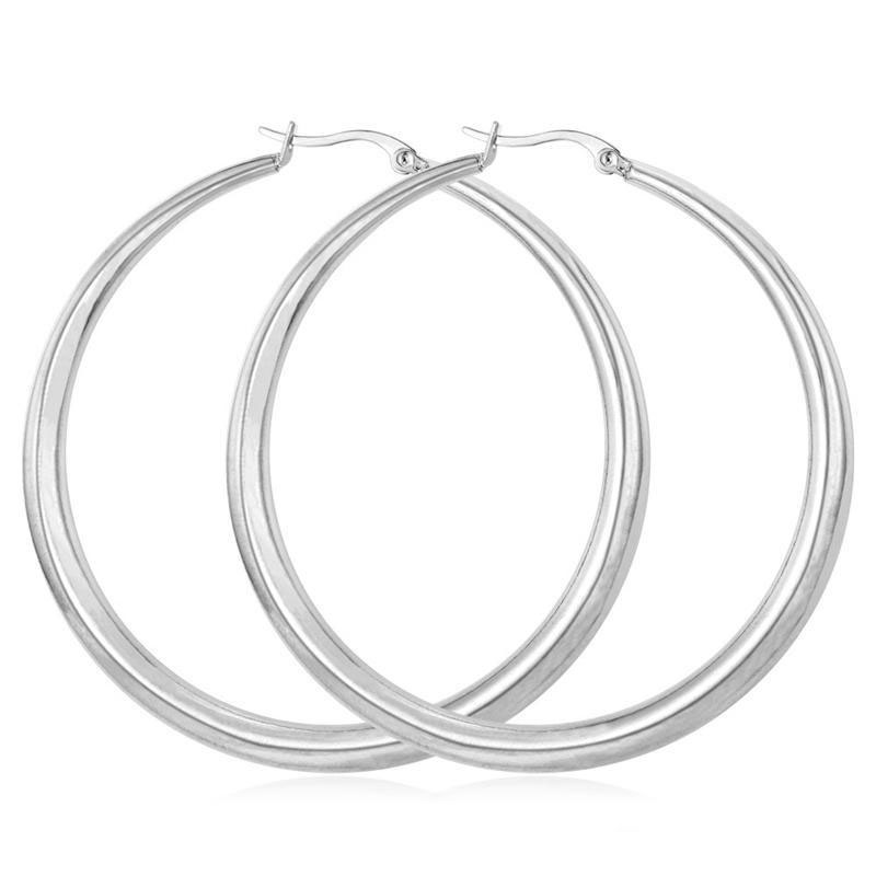 Real 18K Gold Silver Plated Big Hoop Earrings for Women Large Stainless Steel Round Circle Hoops Earring Lightweight No Fade Color Nice Jewelry Gift 6