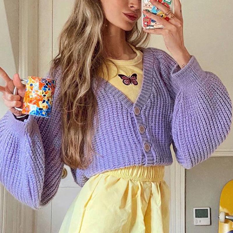 Knitting Puff Sleeve Sweater Women Y2k Crop Tops Cardigans Button Fashionable Sweater Harajuku Aesthetic 90s Top Chic Streetwear, Purple
Knitting Puff Sleeve Sweater Women Y2k Crop Tops Cardigans Button Fashionable Sweater Harajuku Aesthetic 90s Top Chic Streetwear, Purple