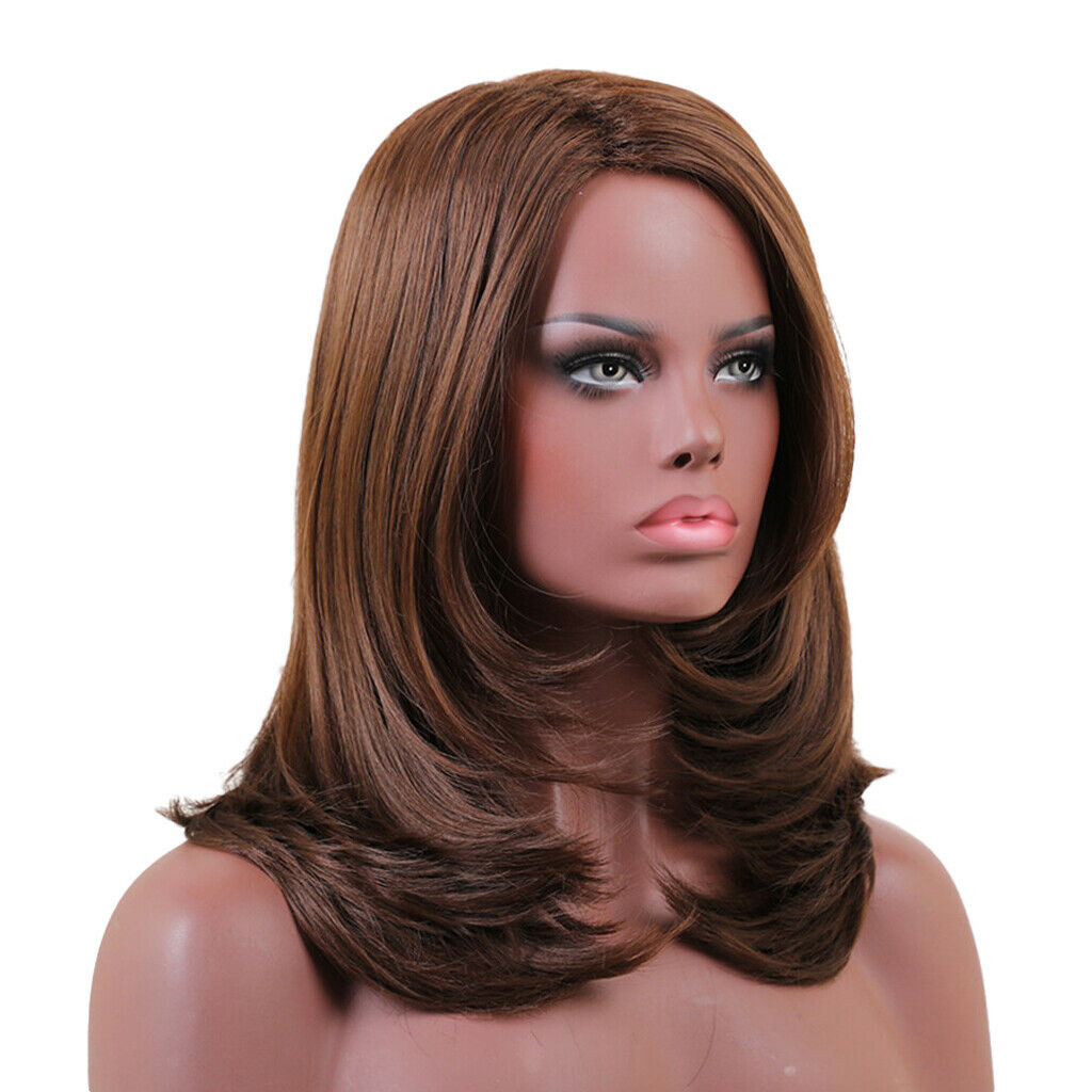 Brown Long Straight Synthetic Full Wig Women Natural Cosplay Wig Heat Safe