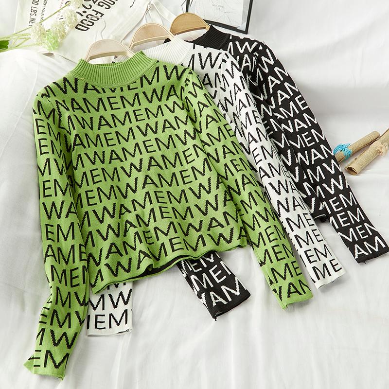 2020 New Autumn Winter Turtleneck Pullovers Sweaters Women Knitted Shirt Letter Print Long Sleeve Short Korean Slim-fit Sweater, White
2020 New Autumn Winter Turtleneck Pullovers Sweaters Women Knitted Shirt Letter Print Long Sleeve Short Korean Slim-fit Sweater, White