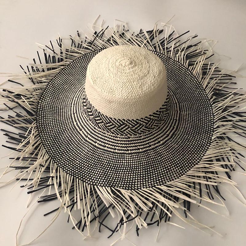 Casual New Handmade Women Straw Sun Hat Large Wide Brim Girl High Quality Natural Raffia Panama Beach Straw Sun Caps For Holiday, Black
Casual New Handmade Women Straw Sun Hat Large Wide Brim Girl High Quality Natural Raffia Panama Beach Straw Sun Caps For Holiday, Black