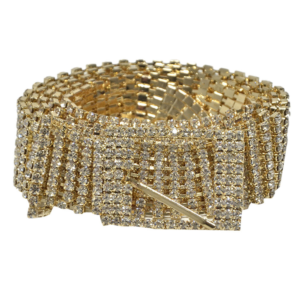 Womail Fashion Belt Chain Gold Women High Quality Sequin Belts For Dress Shiny Waistband Women Party Dress Belt Chain T200411