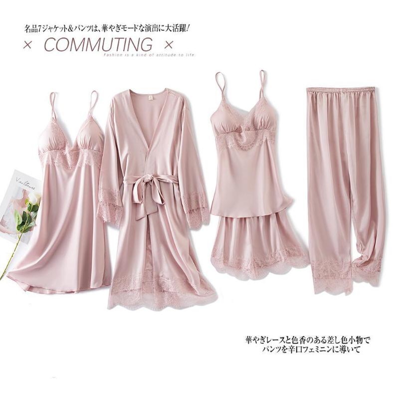 Summer New Lady Rayon 5PCS Robe Sets Sexy Lace Trim Kimono Bathrobe Lingerie Sleepwear Nightwear 2020 Casual Home Wear, White
Summer New Lady Rayon 5PCS Robe Sets Sexy Lace Trim Kimono Bathrobe Lingerie Sleepwear Nightwear 2020 Casual Home Wear, White