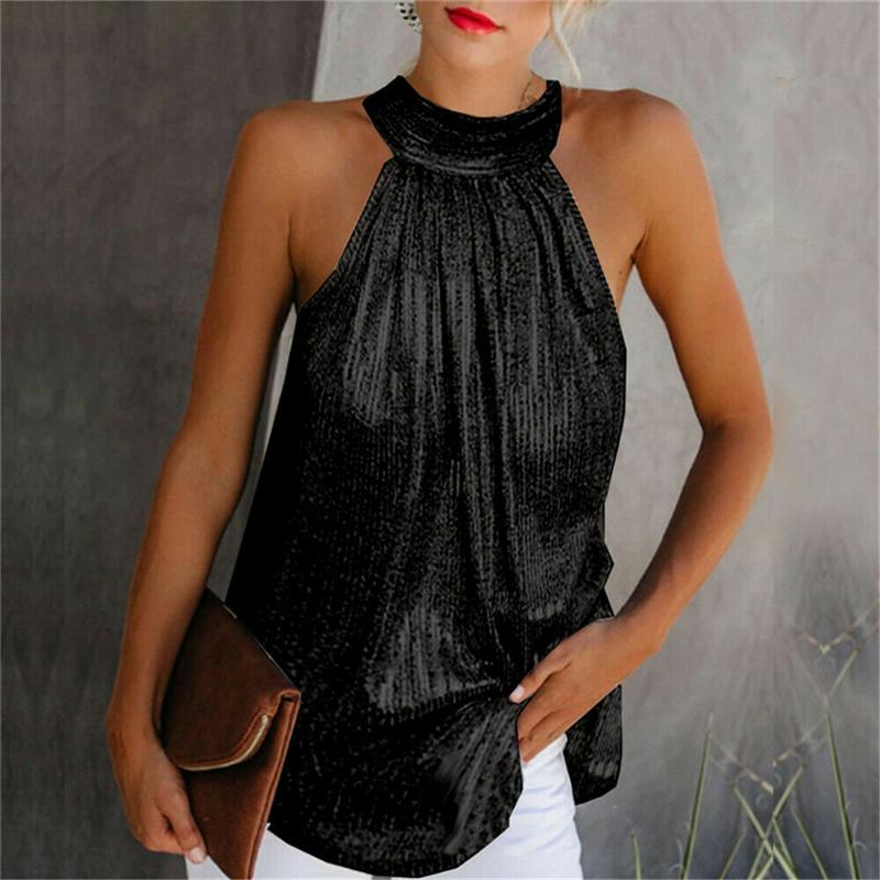 Women' Blouses & Shirts 2021 Women Blouse Fashion High Neck Sleeveless Sequins Halter Tank Top Vest Summer Casual Loose Shirt Tee, Black
Women' Blouses & Shirts 2021 Women Blouse Fashion High Neck Sleeveless Sequins Halter Tank Top Vest Summer Casual Loose Shirt Tee, Black