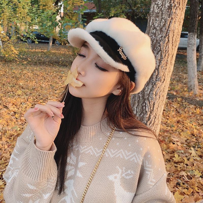 Korean Women's Warm Hat. Imitation Mink Octagon Leisure Hat, Versatile Student Warm Plush Curved Brim Cap, White
Korean Women's Warm Hat. Imitation Mink Octagon Leisure Hat, Versatile Student Warm Plush Curved Brim Cap, White