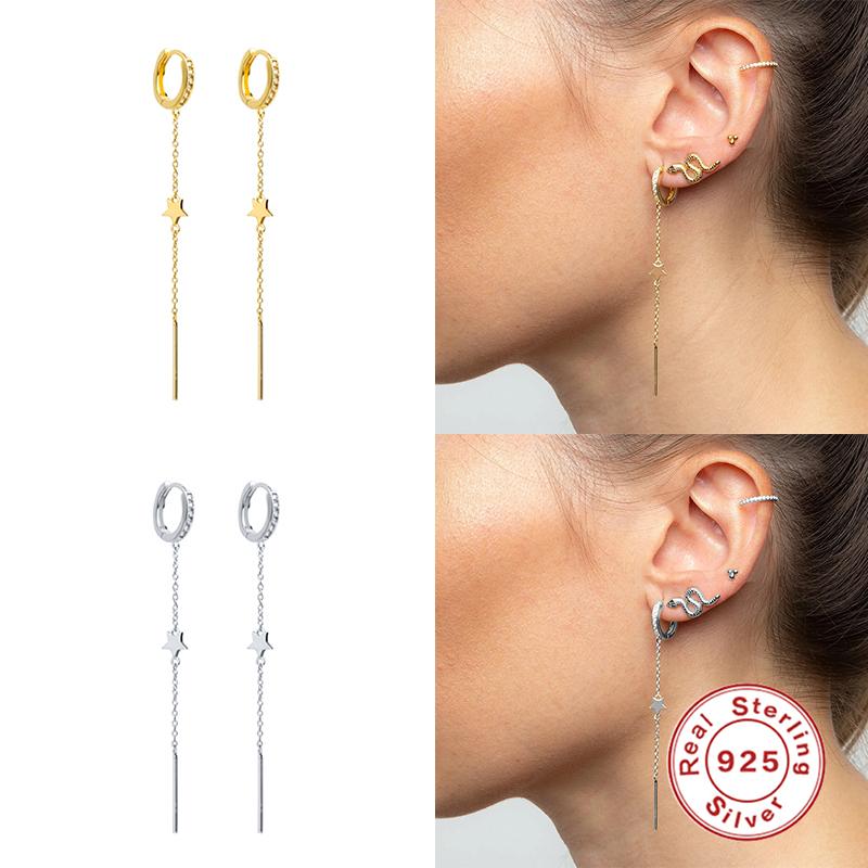 100% Solid 925 Sterling Silver Korean INS Star Tassel Stud Earring For Couples Ladies Woman Statement Earrings Jewerly Brincos
100% Solid 925 Sterling Silver Korean INS Star Tassel Stud Earring For Couples Ladies Woman Statement Earrings Jewerly Brincos