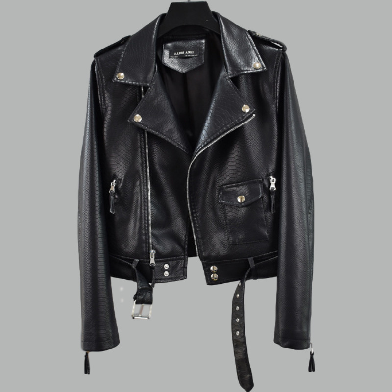 Snake Pattern Skin Biker False Leather Jacket Short Rivet Fall Style Black Thin English Belt Mujer Champion F1oh, White
Snake Pattern Skin Biker False Leather Jacket Short Rivet Fall Style Black Thin English Belt Mujer Champion F1oh, White