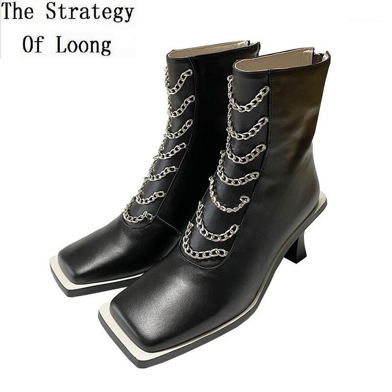 Spring Autumn Retro Genuine Leather Women Mid-Calf Boots Winter Plush Square Toe Metal Chain Ladies Half Hip-hop Botas 202008141, Spring autumn black
Spring Autumn Retro Genuine Leather Women Mid-Calf Boots Winter Plush Square Toe Metal Chain Ladies Half Hip-hop Botas 202008141, Spring autumn black