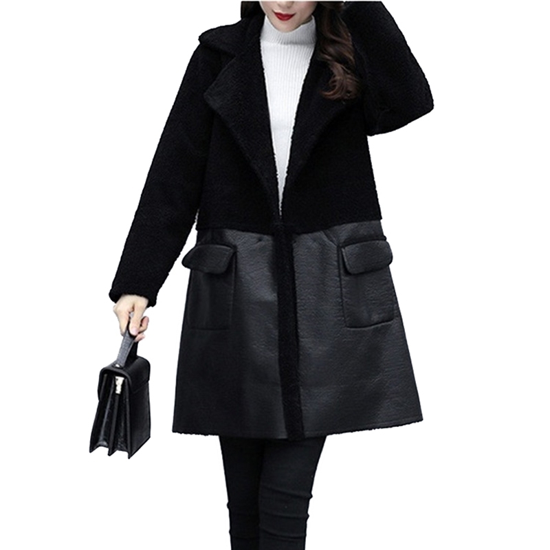 Autumn Winter Both sides Wear Leather Coat Women Plus size 5XL Plus velvet Thicken Loose Outerwear Female Flocking Jackets 3071 201020