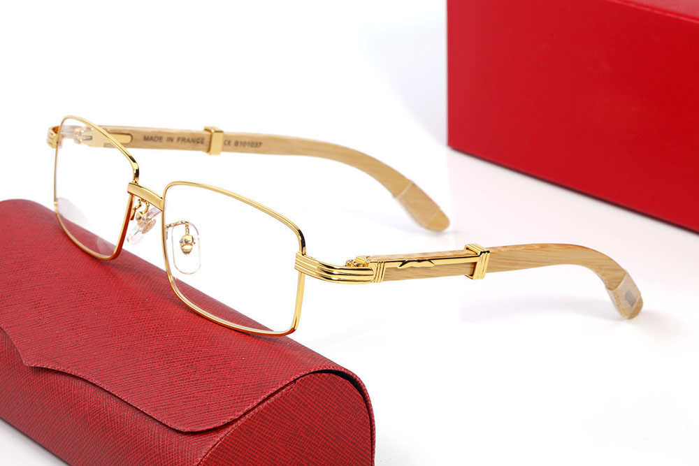 wood sunglasses for women men buffalo horn glasses fashion mens designer sunglasses gold silver metal bamboo frames eyeglasses with boxes