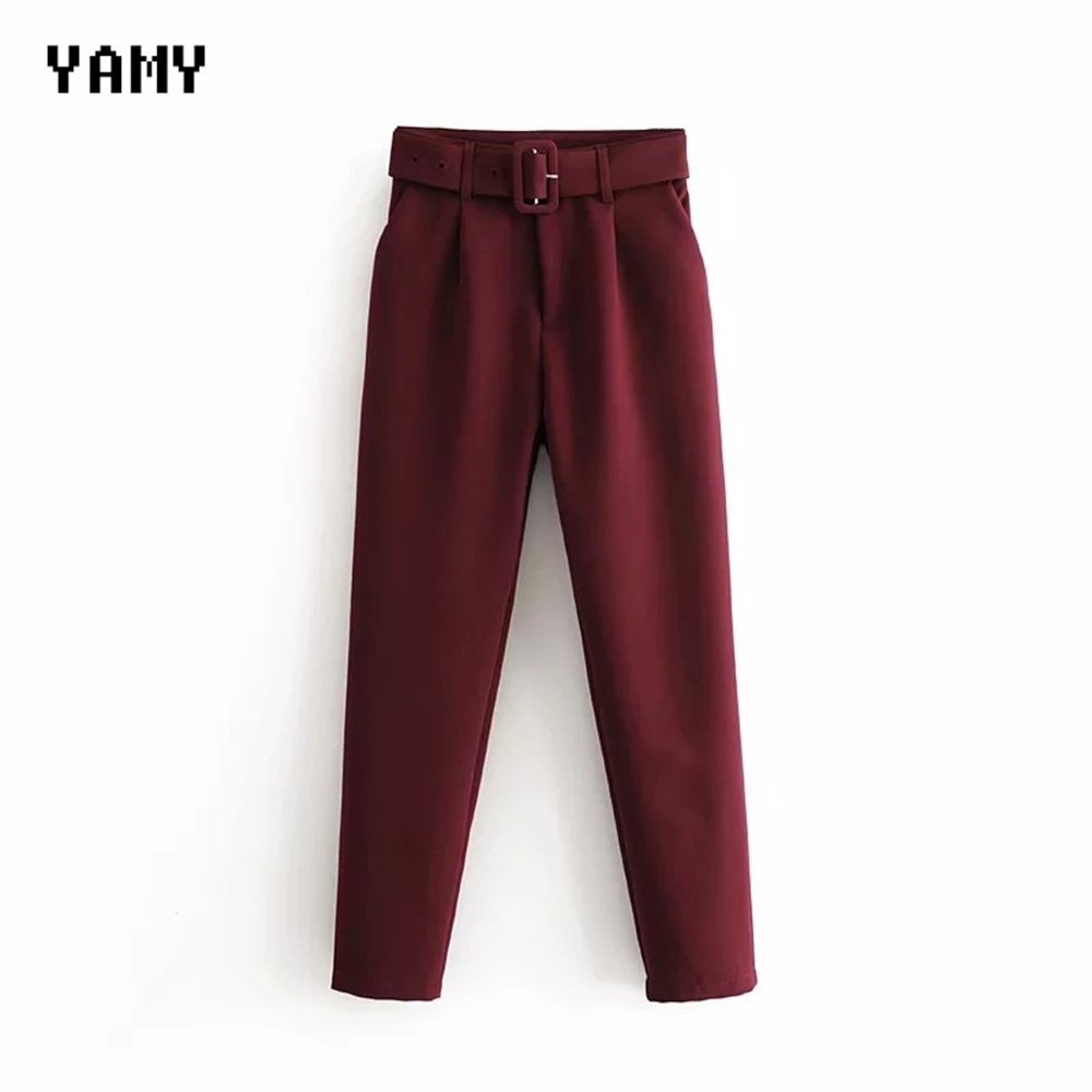 New color Wine red Womens suit Pants Trousers high waist causal belt Pants Trousers zoravicky Womens office lady purple Capris LJ200820, Black
New color Wine red Womens suit Pants Trousers high waist causal belt Pants Trousers zoravicky Womens office lady purple Capris LJ200820, Black