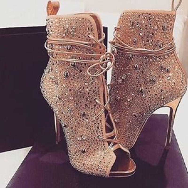 Bling Bling Crystal Peep Toe Ankle Boots Gold Silver Rhinestone Lace-up Boots Stiletto Heels Cut out Parth Dress Shoes1
Bling Bling Crystal Peep Toe Ankle Boots Gold Silver Rhinestone Lace-up Boots Stiletto Heels Cut out Parth Dress Shoes1