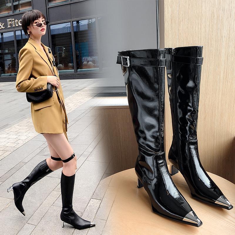 Fashion Brand Women Metal Pointed Toe Knee High Boots Genuine Leather Autumn Winter Long Knight Boots High Shoes Woman 34-401, Black 1
Fashion Brand Women Metal Pointed Toe Knee High Boots Genuine Leather Autumn Winter Long Knight Boots High Shoes Woman 34-401, Black 1