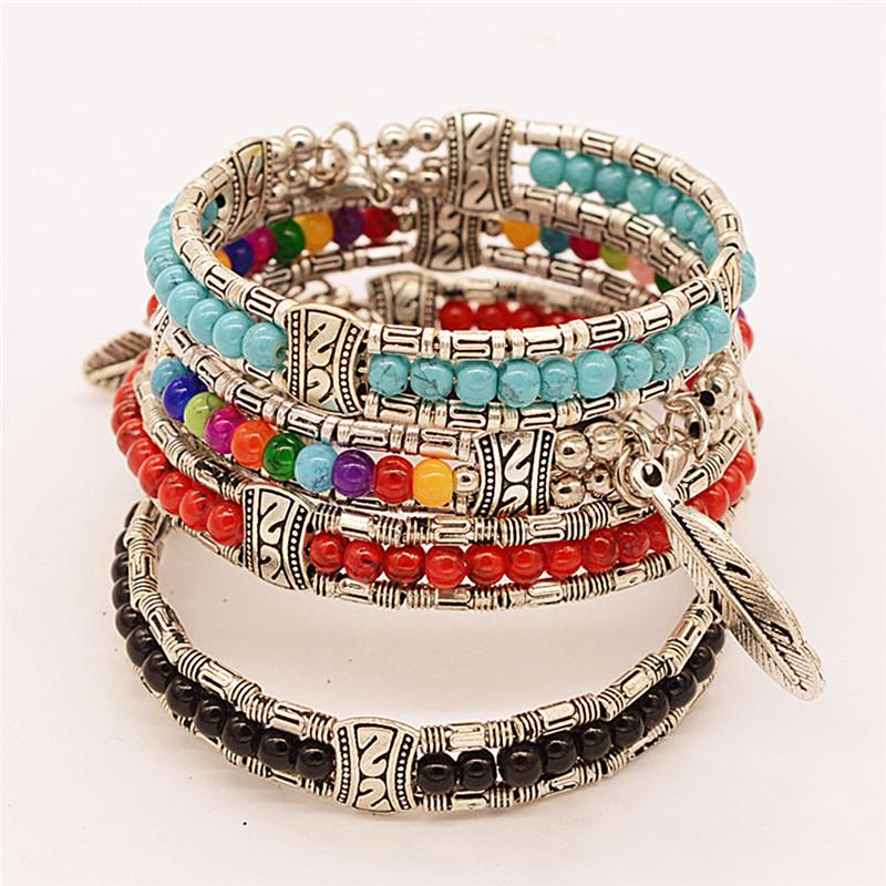 Trendy Vintage Tibetan Feather Colorful Beads Charms Bracelet Gypsy Bohemian Style Bangle Jewelry For Women Gift
Trendy Vintage Tibetan Feather Colorful Beads Charms Bracelet Gypsy Bohemian Style Bangle Jewelry For Women Gift