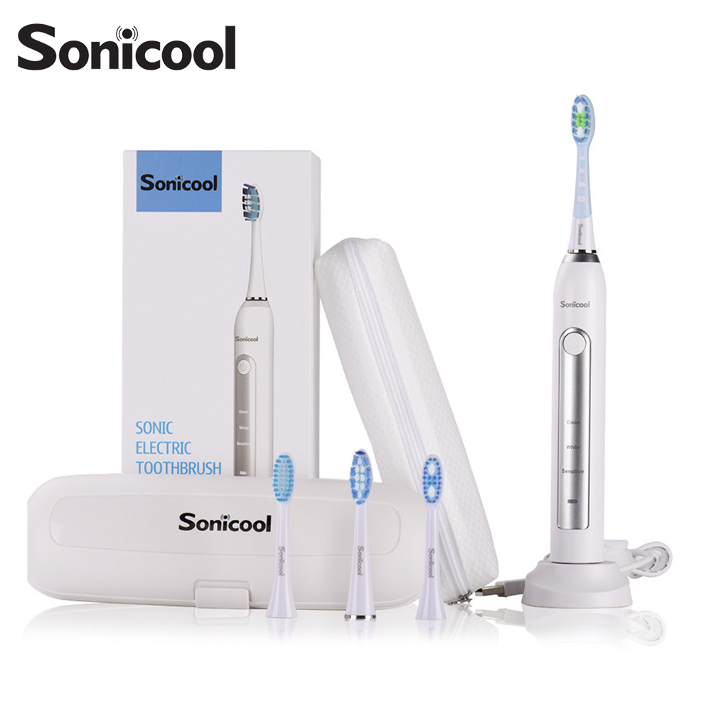 Sonicool 051B Electric Toothbrush USB Rechargeable Ultrasonic 48000 Vibrations Tooth Brushes With 4 Pcs DuPont Brush Heads Y1117
Sonicool 051B Electric Toothbrush USB Rechargeable Ultrasonic 48000 Vibrations Tooth Brushes With 4 Pcs DuPont Brush Heads Y1117