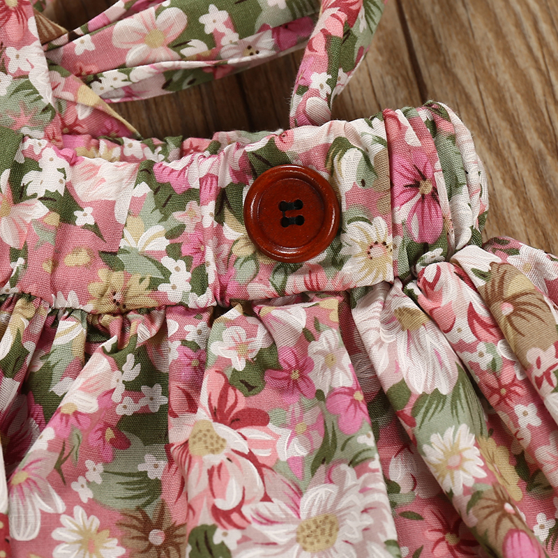 Newborn Baby Girls Clothes Sets Long Sleeve Romper Tops Strap Flower Dress Headband Infant Toddler Clothing Cute Outfit Set LJ201223