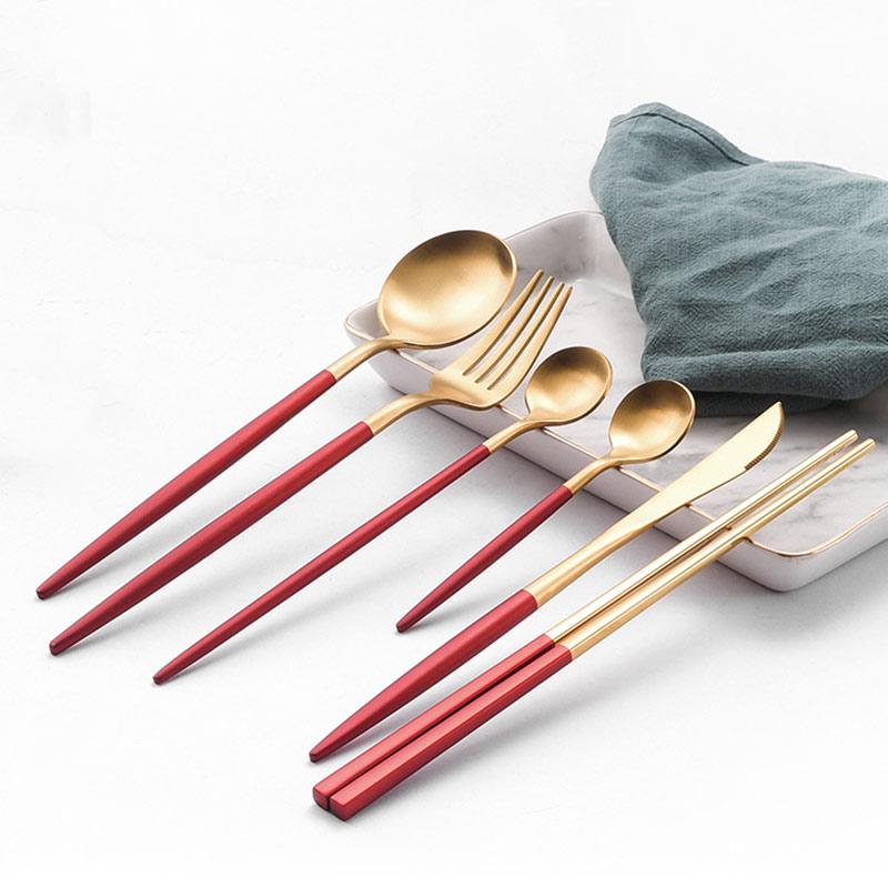 6pcs Hot Red Gold Dinnerware Knife Spoon Fork Chopsticks Western Cutlery Set for Kitchen Studio INS Photography Accessories
6pcs Hot Red Gold Dinnerware Knife Spoon Fork Chopsticks Western Cutlery Set for Kitchen Studio INS Photography Accessories
