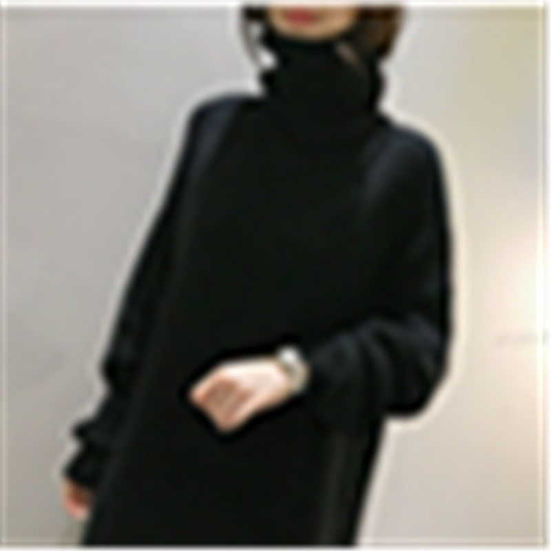 Oversize Autumn Winter Knitted Dress Women Turtleneck Long Sleeve Warm Sweater Dress Casual Solid Loose Dress Robe Femme Vestido 201110